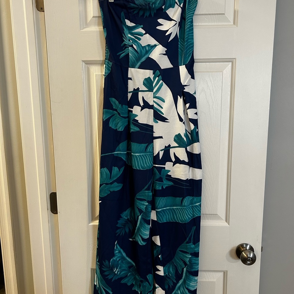 Tropical Leaf Print Jumpsuit